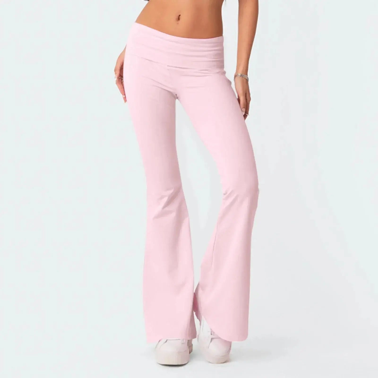 Solid Slim-Fit Flare Trousers - Loran