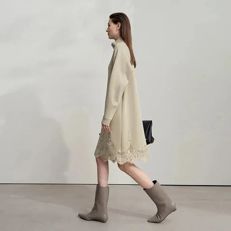 Turtleneck Knit Winter Dress for Women - Loran
