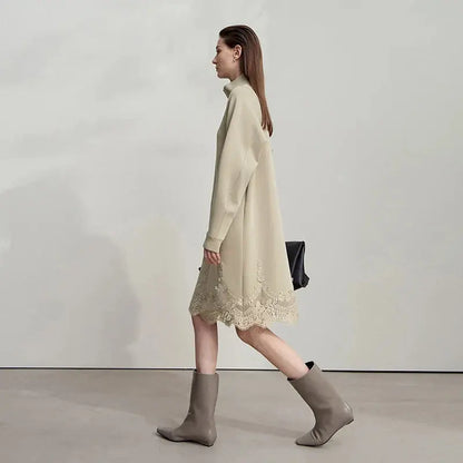 Turtleneck Knit Winter Dress for Women - Loran