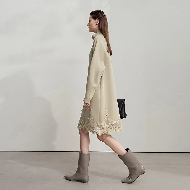 Turtleneck Knit Winter Dress for Women