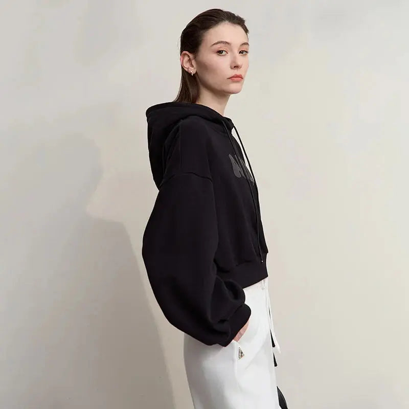 Versatile Women's Casual Knit Hooded Sweatshirt - Loran