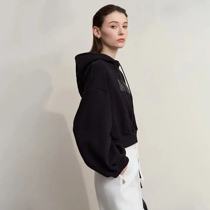 Versatile Women's Casual Knit Hooded Sweatshirt - Loran