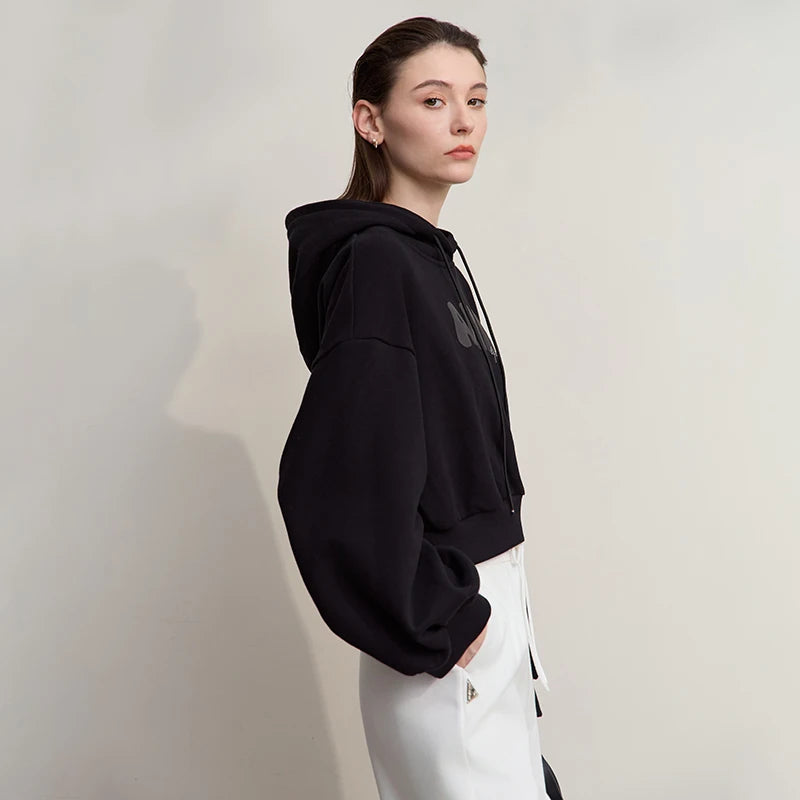 Versatile Women's Casual Knit Hooded Sweatshirt