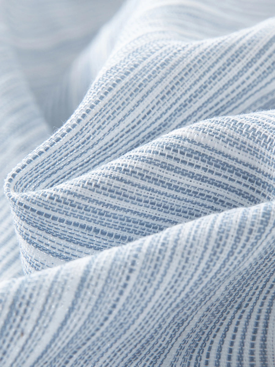 New Blue Striped Ruffle Blouse