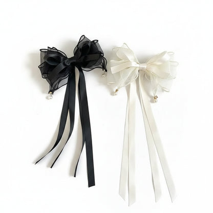 Ribbon Bowknot Hair Clip & Pearl Hairpin