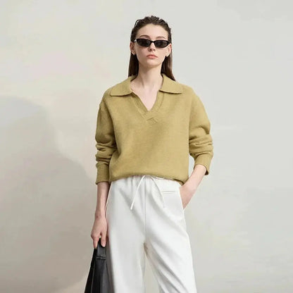 Chic Minimalist V-Neck Pullover Sweater - Loran
