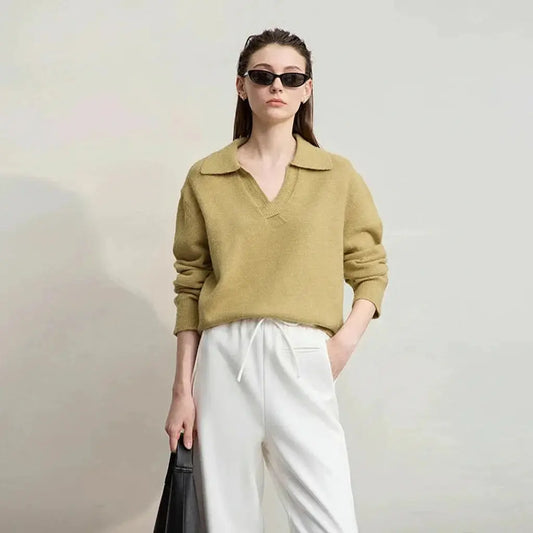 Chic Minimalist V-Neck Pullover Sweater - Loran
