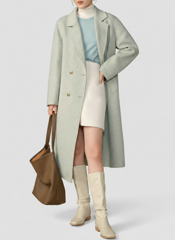 Luxury Casual Textured Woolen Coat with Fur Detail