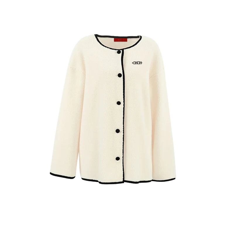 Women's Solid Fleece Panel Winter Coat