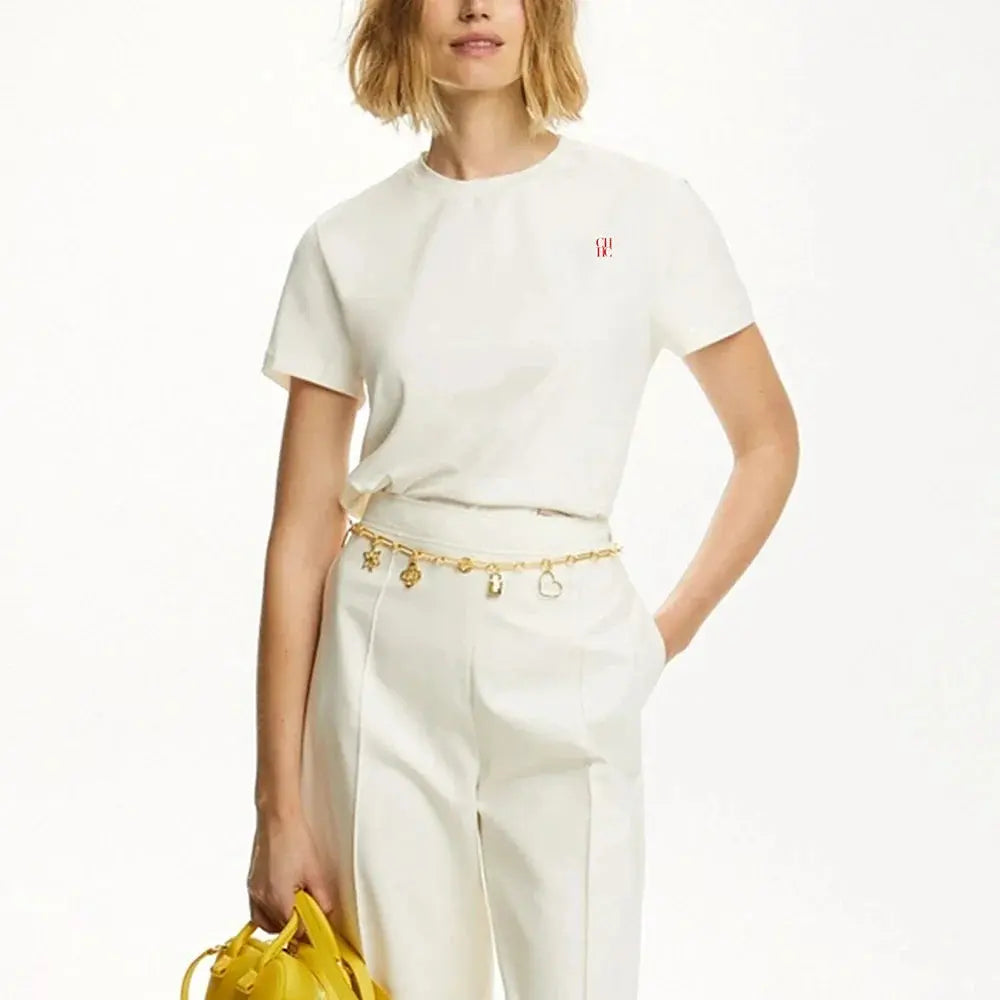 Short Sleeve Casual White Tee - Loran