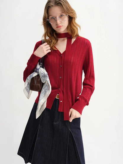 Detachable Bow & Lace Knit Cardigan for Women LORAN STORE
