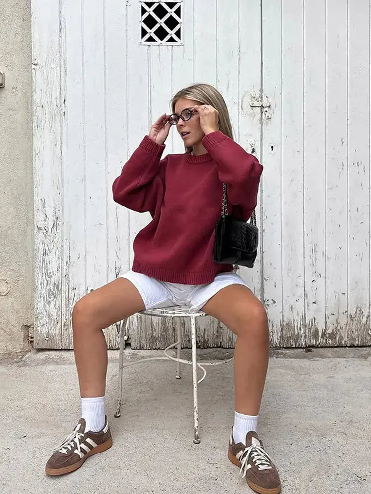 Elegant Loose-Fit Yellow Pullover Sweater for Autumn - Loran