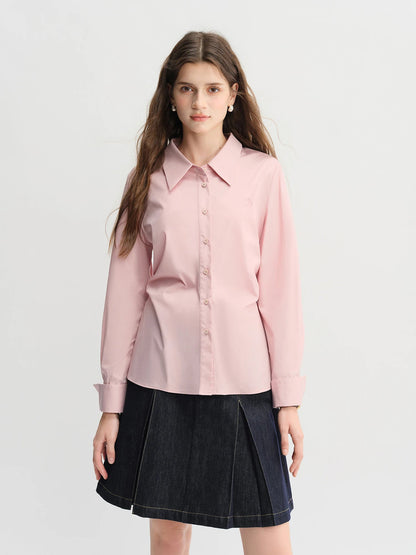 Women's 3-Color Pleated Shirt & A-Line Skirt Set Autumn Suit Loran