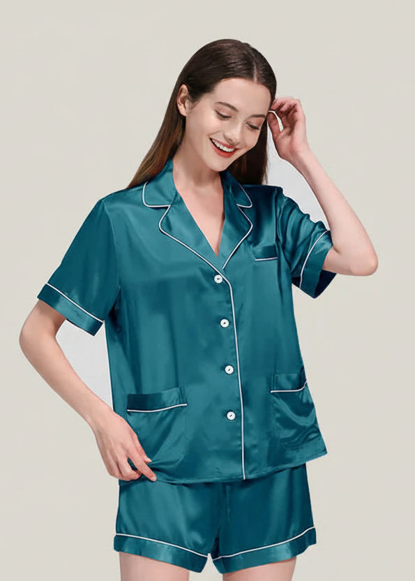 Plus Size Deconstructivist Real Silk Pajamas 2-Piece Set Loran