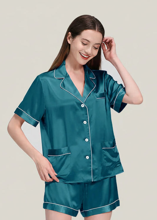 Plus Size Deconstructivist Real Silk Pajamas 2-Piece Set Loran