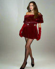 Valentine's Dress Elegant Faux Fur Red Strapless - 3IN SMART Shop  #
