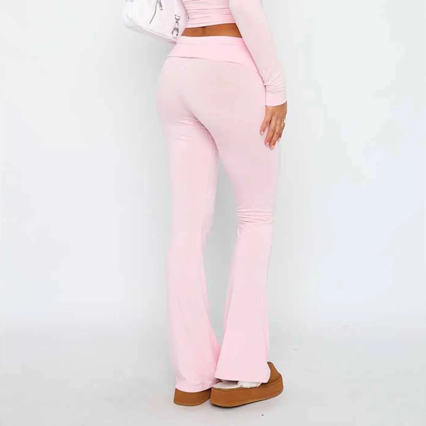 Solid Slim-Fit Flare Trousers - Loran