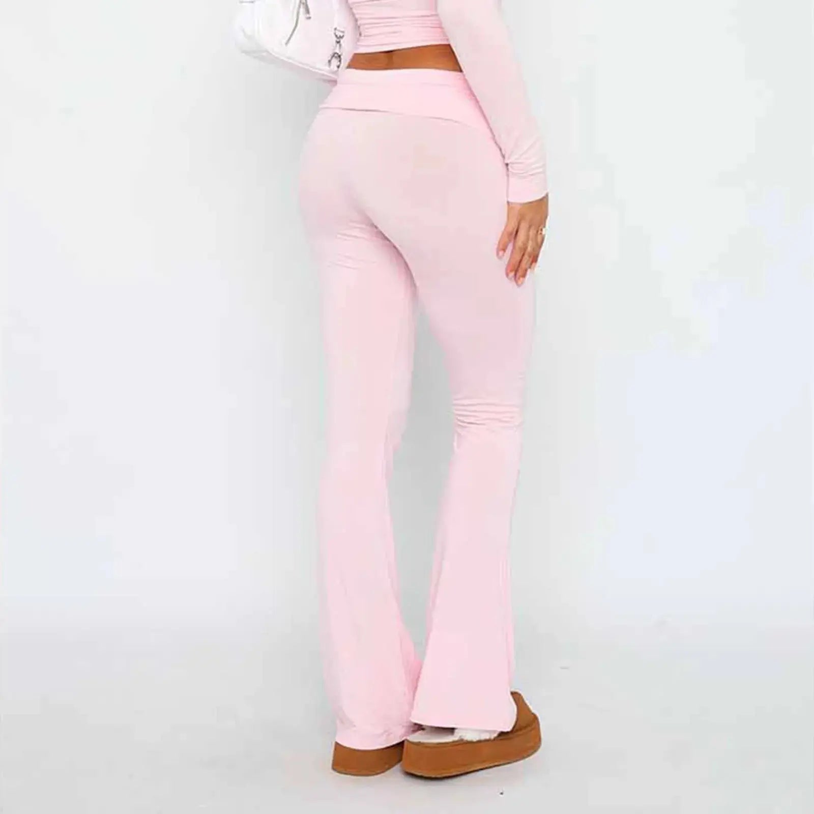 Solid Slim-Fit Flare Trousers - Loran