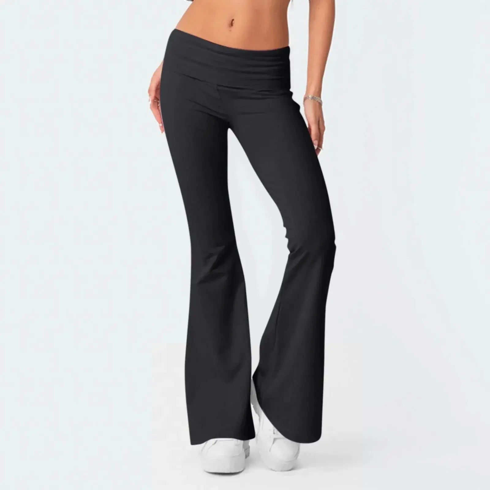 Solid Slim-Fit Flare Trousers - Loran