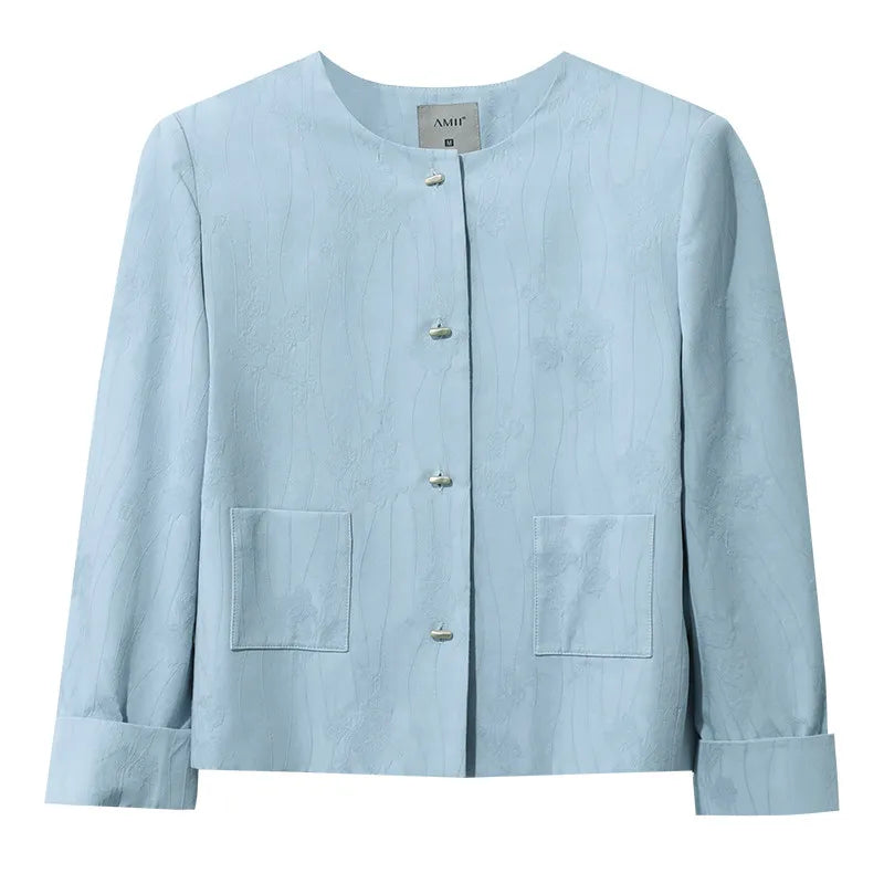 Amii Women's jacket 2026 Spring New Commuter Cotton Jacquard Women's Jacket separate Casual Loose Versatile Shorts 1264111 0 Loran