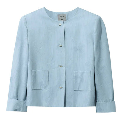 Amii Women's jacket 2026 Spring New Commuter Cotton Jacquard Women's Jacket separate Casual Loose Versatile Shorts 1264111 0 Loran
