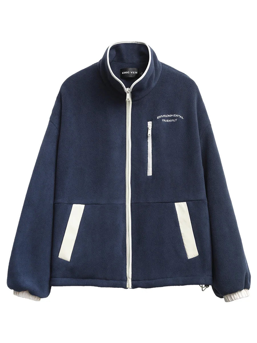 Women's Fleece Jacket with Stand-Up Collar