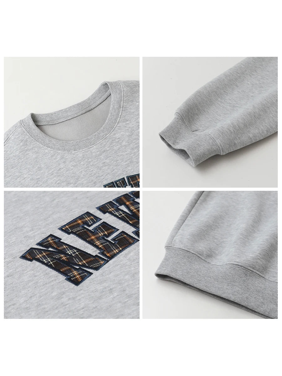 Letter Print Fleece Sweatshirt Casual Warm Pullover