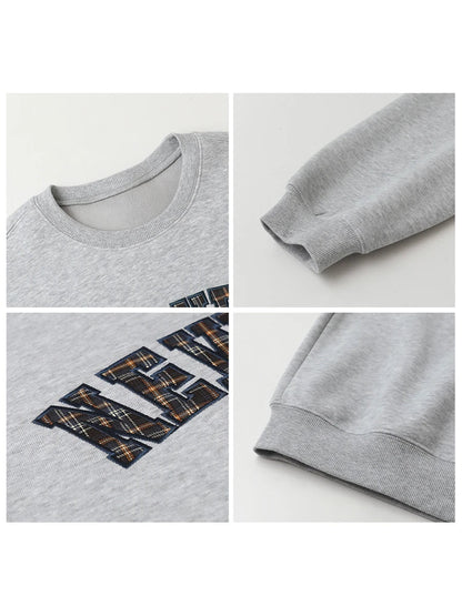 Letter Print Fleece Sweatshirt Casual Warm Pullover Loran