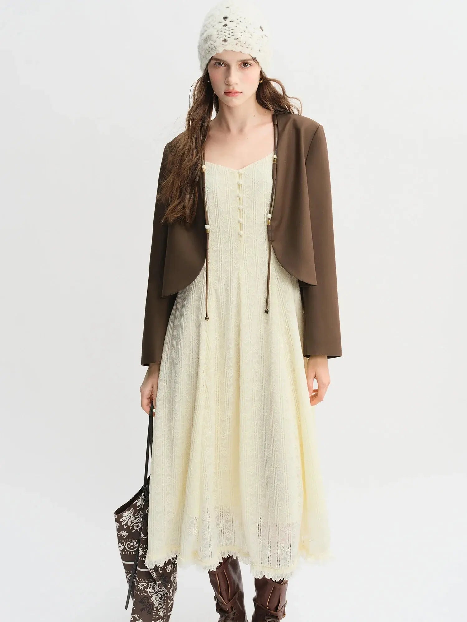 Plus Size Autumn Jacket: Beaded Detail & Curved Hem - Loran