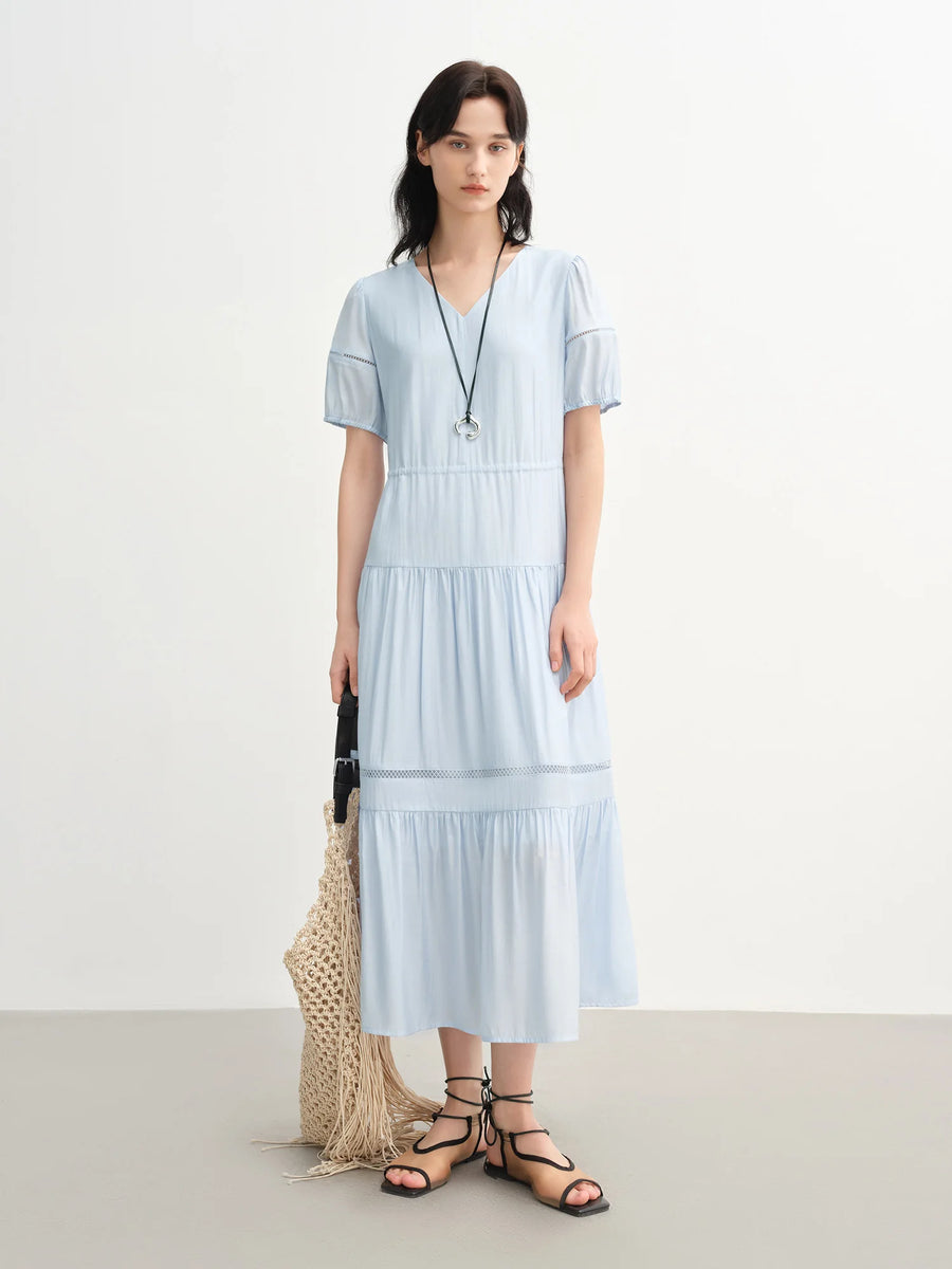 Breathable Linen Tiered Dress for a Flattering Curve