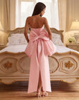 Elegant Strapless Backless Bow Dress for Evening Party