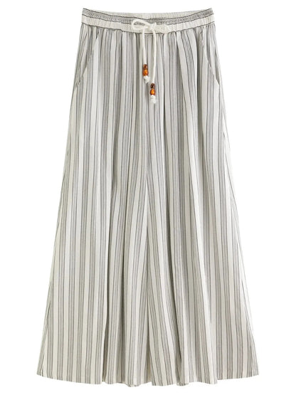 Minimalist Summer Drawstring Cotton-Linen Textured Trousers - Loran