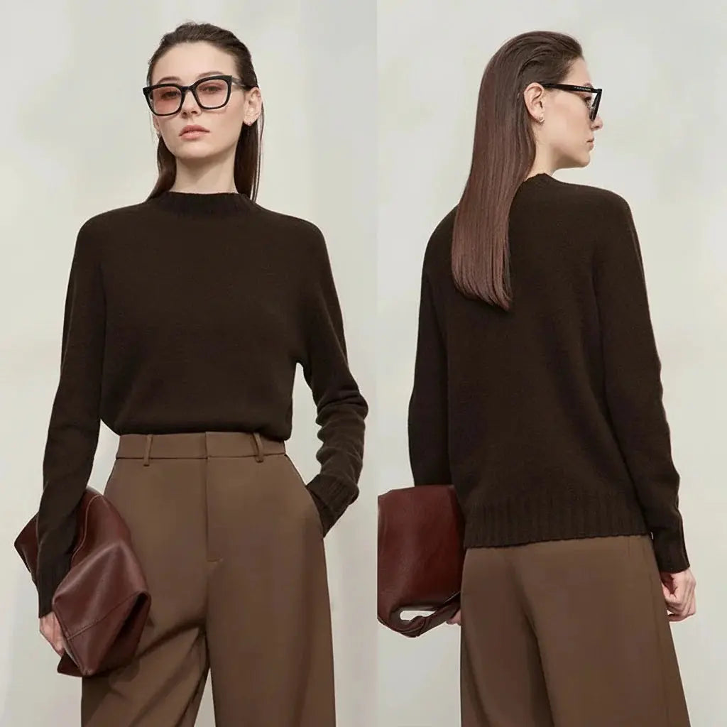 Solid Color Long Sleeve Knit Top - Loran