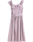 Lavender Ruffled Off-Shoulder Long Dress