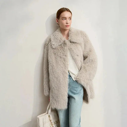 Women's Loose-Fit Turn-Down Collar Coat - Loran