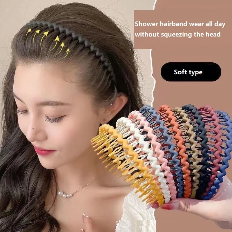 Women's Solid Wave Non-Slip Headbands Summer Hair Bands