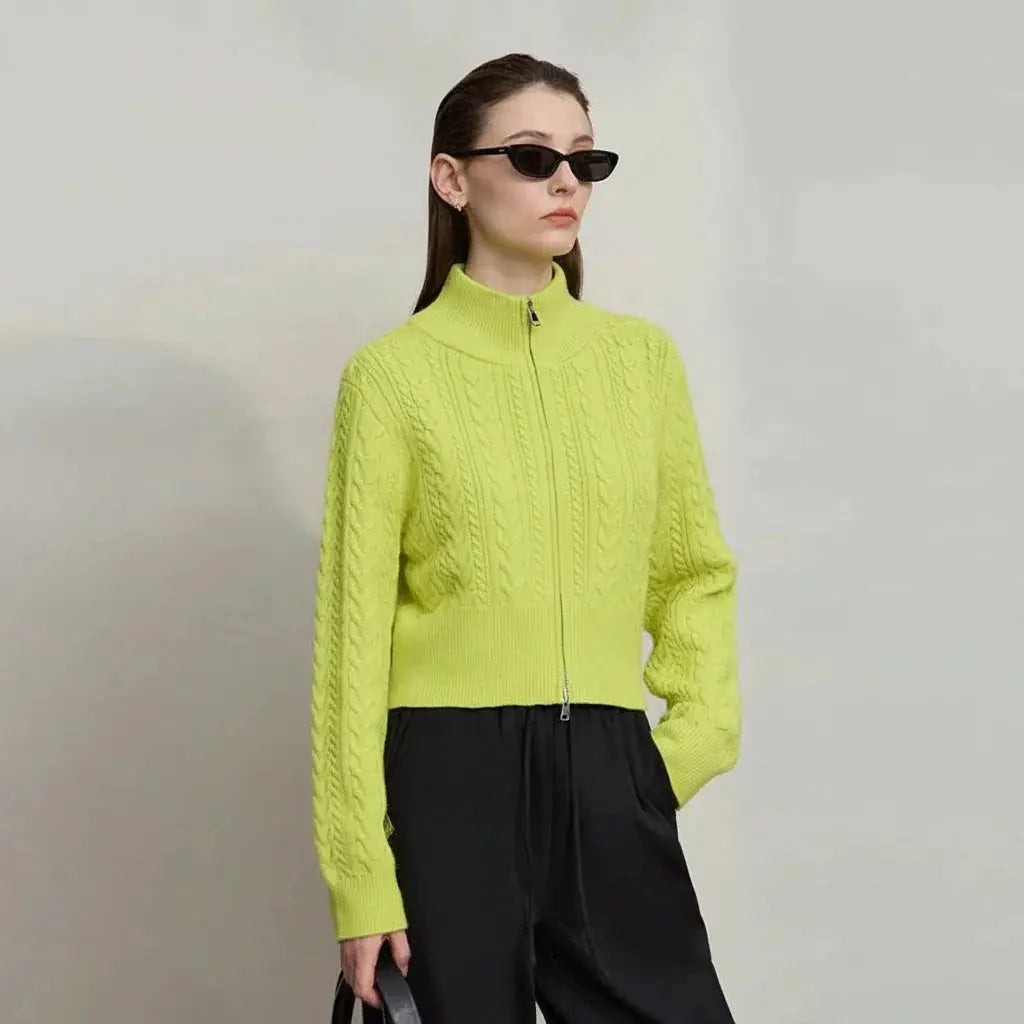 Minimalist High-Neck Zip Cardigan - Loran