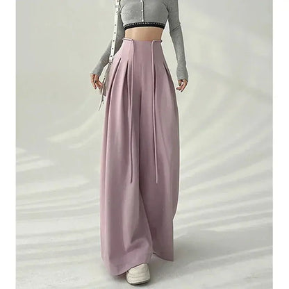 Lace-Up High-Waist Wide-Leg Trousers - Loran