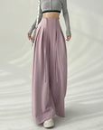 Lace-Up High-Waist Wide-Leg Trousers