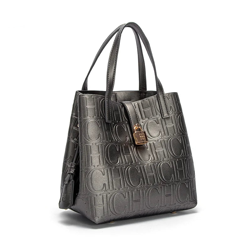 CHCH Women's Steel Embossed Tote Bag Handheld Bun Mother Bag