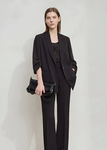 Amii Minimalist Women's Blazer Mujer 2025 Autumn New Solid Loose Seven-quarter Sleeve Lapel Button Commuter Suit Jacket 12512019 Loran
