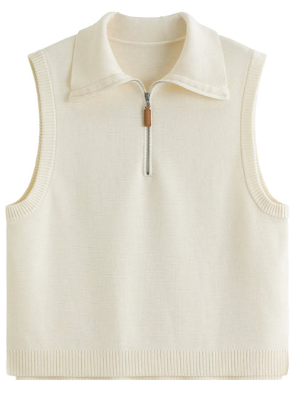 Lapel Knit Vest Chic Button-Up Spring Waistcoat Loran
