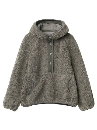 Hooded Granular Fleece Jacket Loose Casual Short Coat Loran