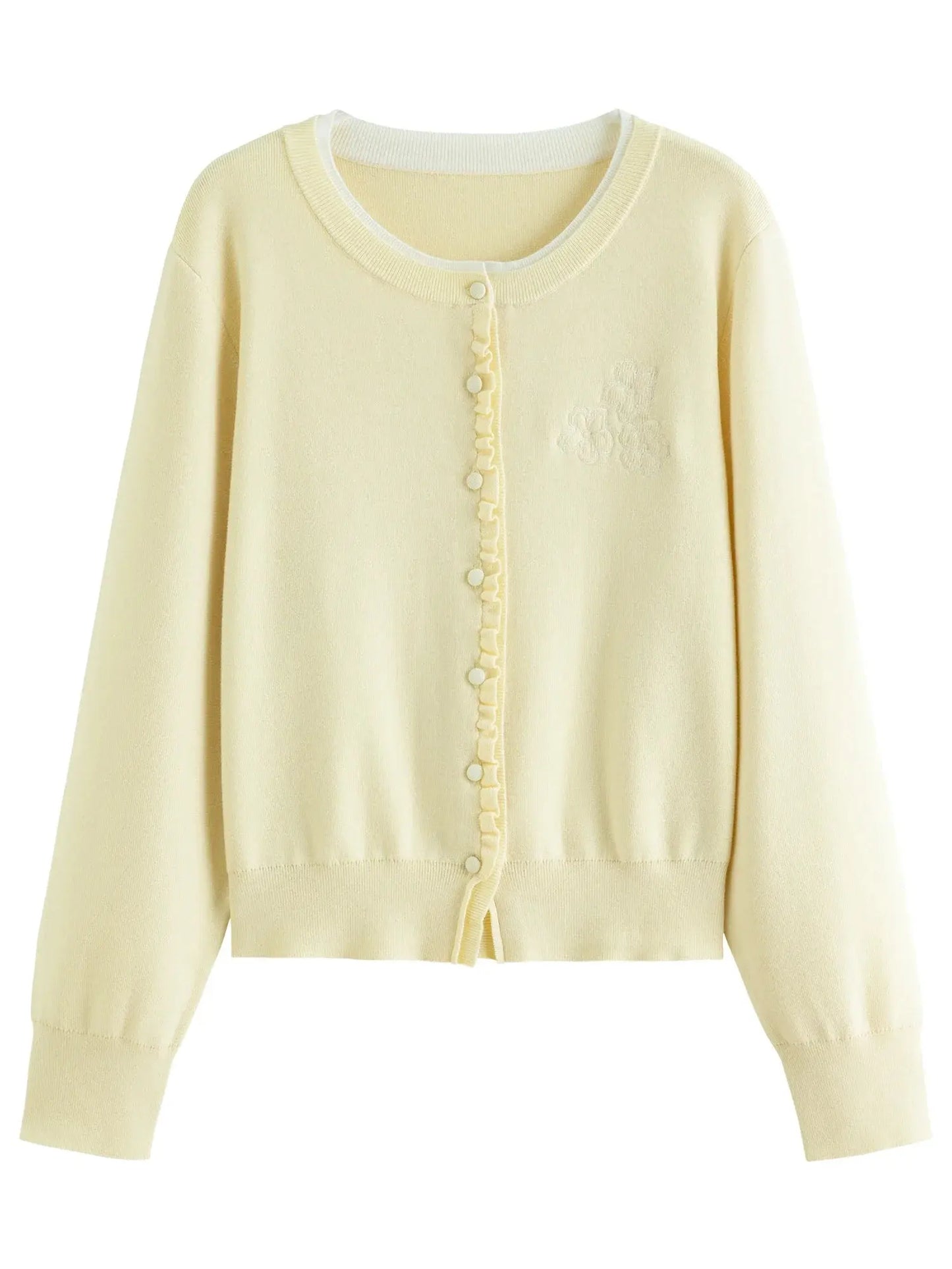 Vintage-Inspired Floral Ruffle Knit Top LORAN STORE