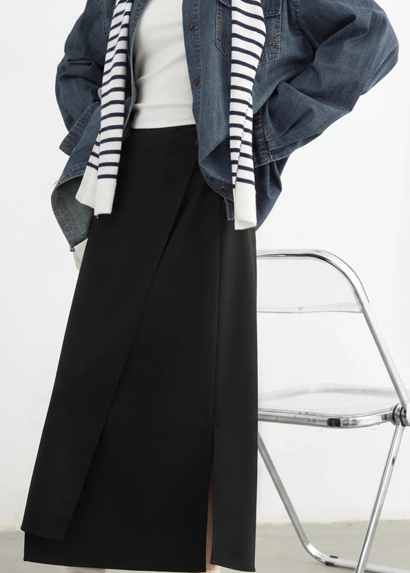 CHIC VEN New Women Skirts Loose Casual Solid Straight Tube Design Irregular Slit Female Skirt Ladies Clothes Spring Autumn 2025 Loran