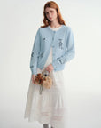 Plus-Size Pet-Embroidered Wool Cardigan
