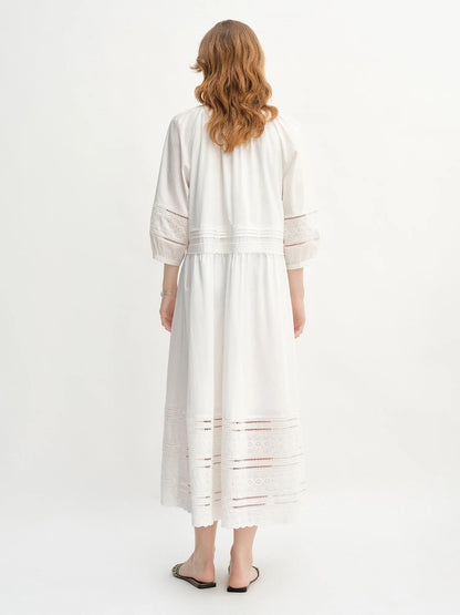 Vintage Embroidered Lace Maxi Dress Autumn Style Loran