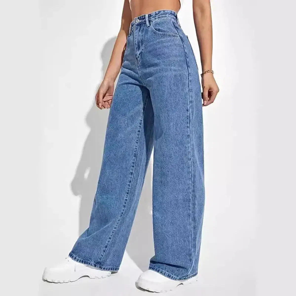 The New Dark Blue Wide-Leg Straight Jean: Effortlessly Stylish - Loran
