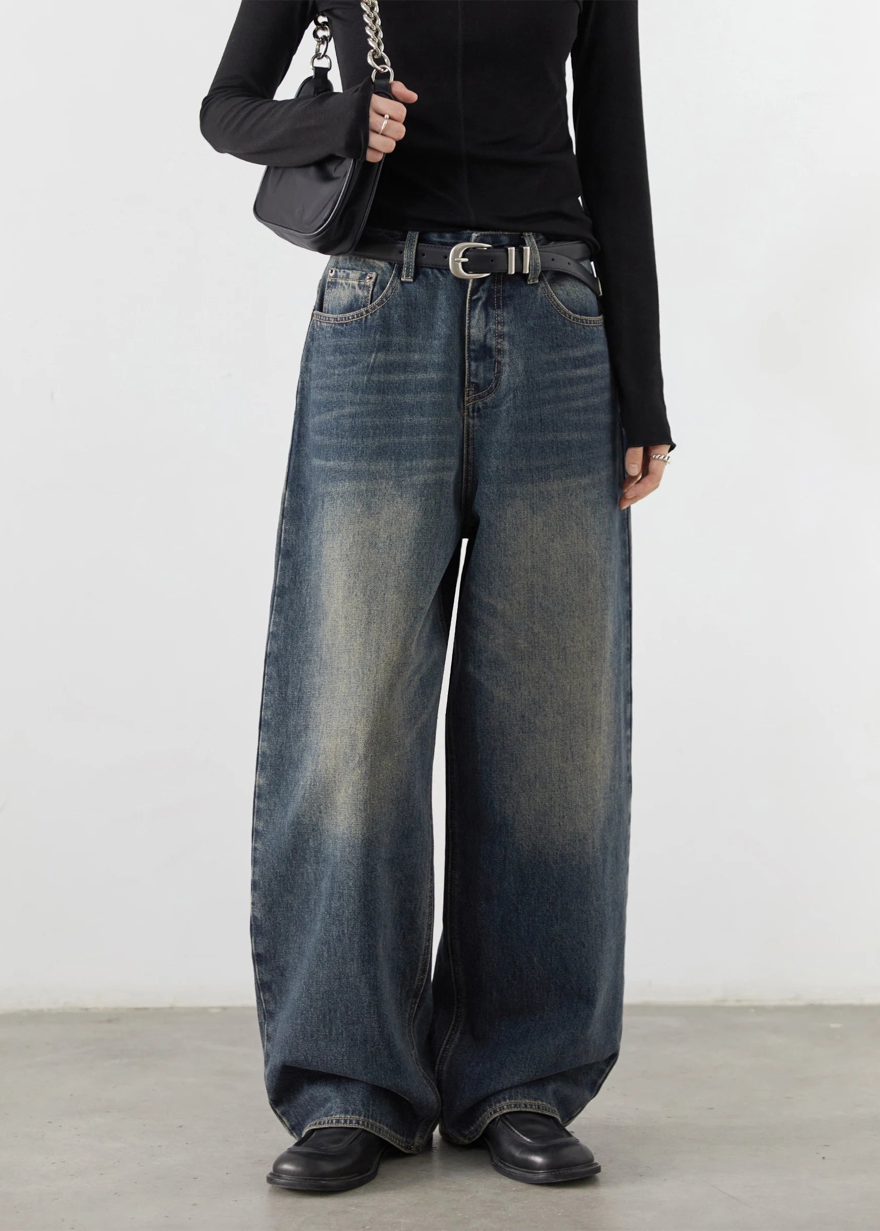 CHIC VEN Korean Women Plus Jeans New Casual Retro Wide Legs Denim Pants Slim Female Trousers Spring Autumn 2025 Loran