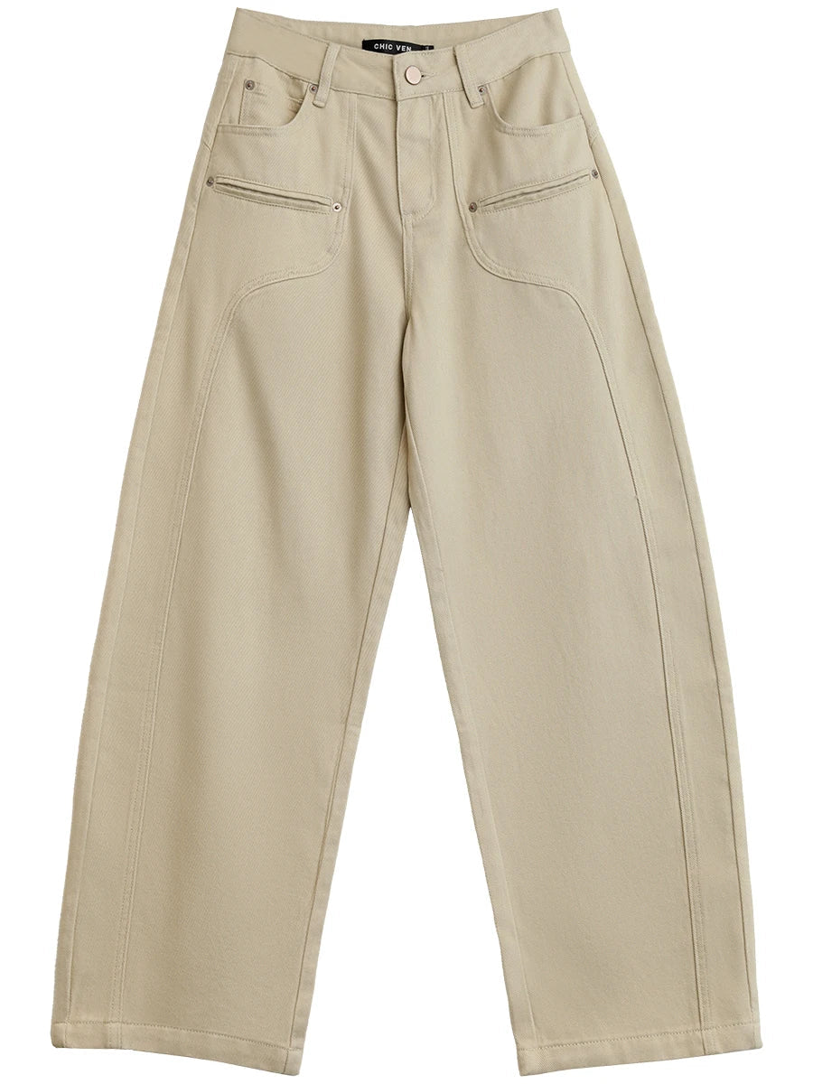 Split Wide Leg Jeans Loose Casual Denim Workwear Loran